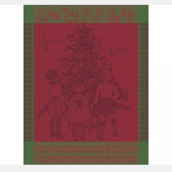 Torchon pur coton Noel denfance houx
