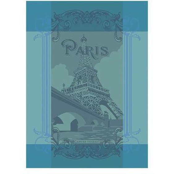 Torchon pur coton Paris seine turquoise