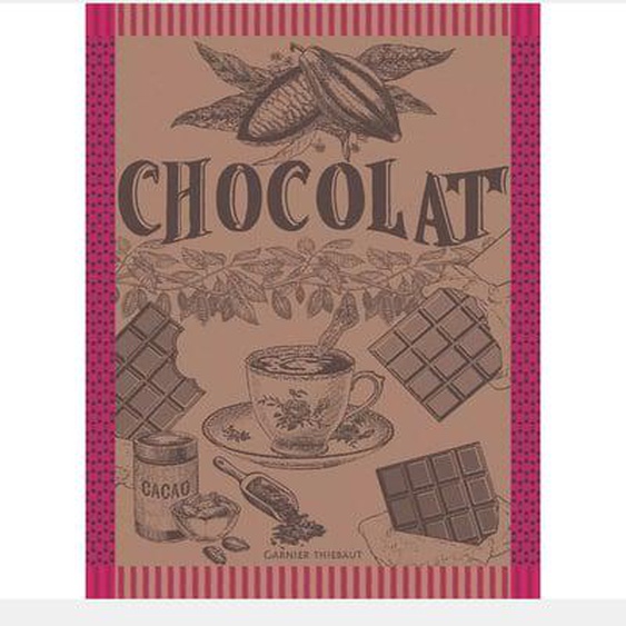 Torchon pur coton Tasse de chocolat fuchsia