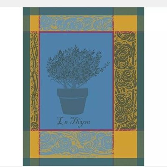 Torchon pur coton Thym bleu aster