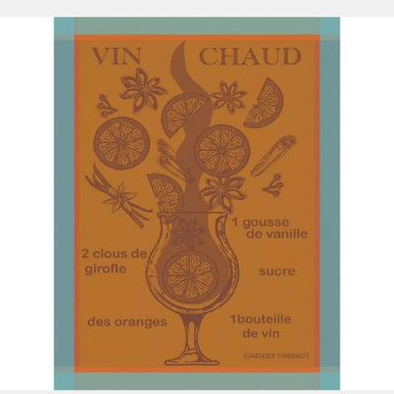 Torchon pur coton Vin chaud mandarine