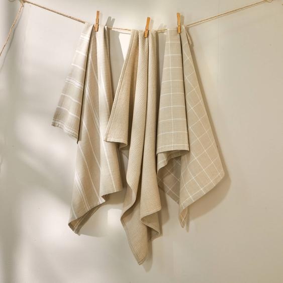 Torchons Assortis Coton Tissé Teint - Lots -