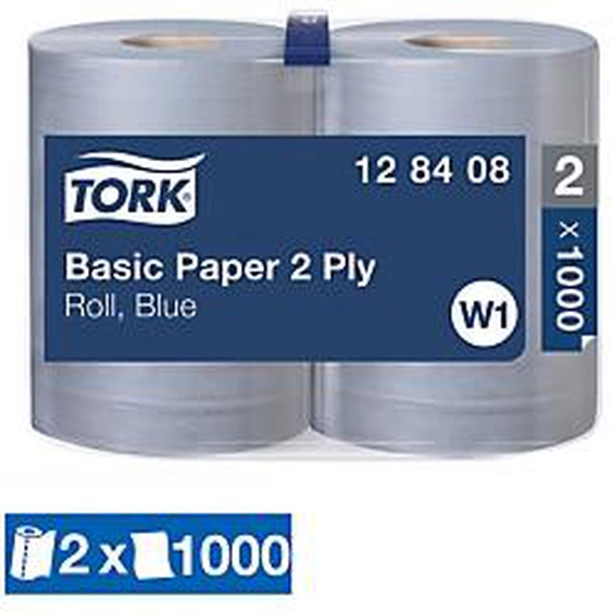 TORK 2 bobines dessuyage bleues Tork Basic, 1000 formats