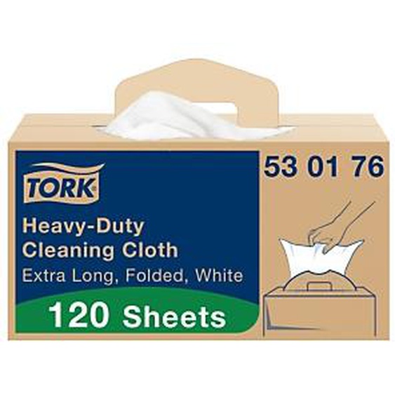 Tork Chiffon de Nettoyage ultra-résistant blanc W7 distribution feuille-à-feuille - 530176 - Paquet de 120 chiffons