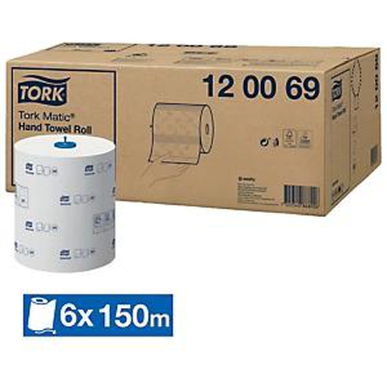TORK Essuie-mains rouleaux Tork Matic H1, lot de 6 de 150 m