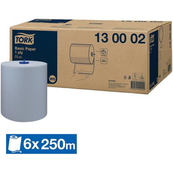 TORK Essuie-mains rouleaux Tork Performance W6 bleu, lot de 6 de 250 m
