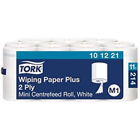 Tork Papier dessuyage double épaisseur Advanced M1 Mini blanc à dévidage central - 101221 - Lot de  11 bobines de 75 m