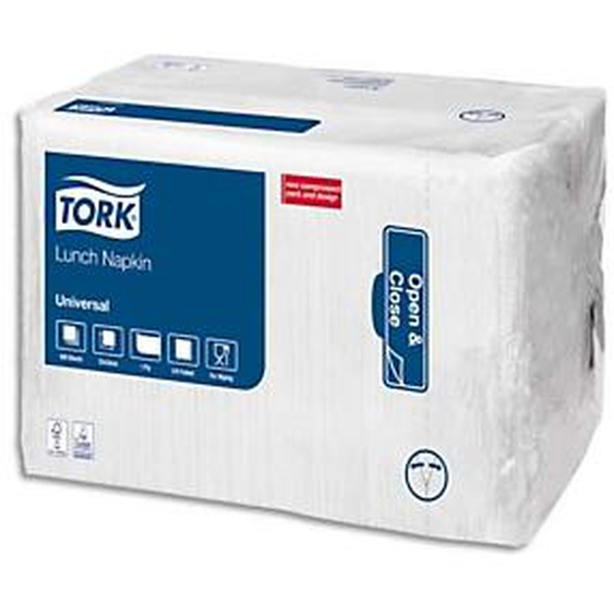 TORK Paquet de 500 Serviettes de table 1 pli Blanches - Format 33 x 33 cm