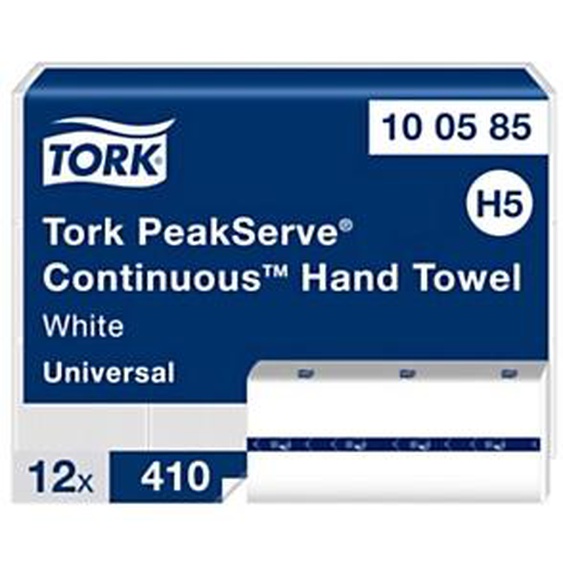 Tork PeakServe Essuie-mains en continu Universal H5 blanc - 100585 - Lot de 12 paquets de 410 feuilles