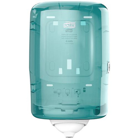 Tork Reflex Mini Distributeur à dévidage central feuille-à-feuille M3 - Gamme Performance - Blanc et Turquoise