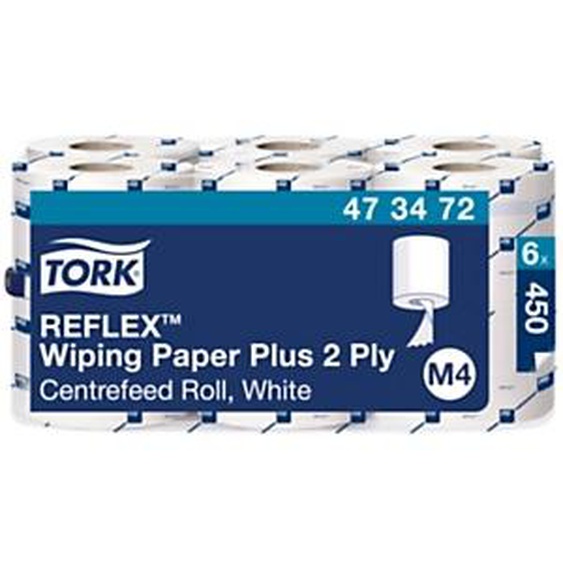Tork Reflex Papier dessuyage Plus blanc M4 mandrin SmartCore - 473472 - Lot de 6 bobines de 150 m