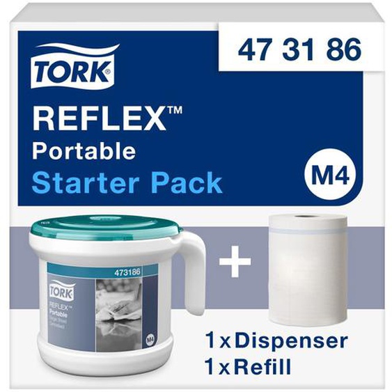 Tork Reflex Starter pack Distributeur portable de papier dessuyage à dévidage central pour bobine M4 + 1 bobine 473186