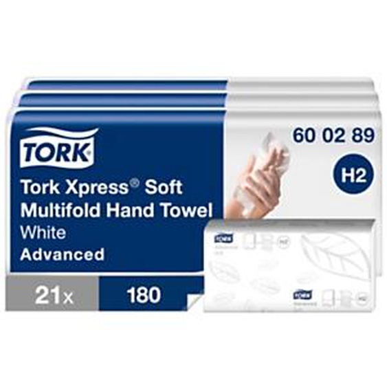 Tork Xpress Essuie-mains double épaisseur Advanced H2 pliage en Z - 600289 - Lot 21 paquets de 180 feuilles
