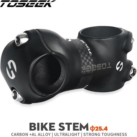 TOSEEK – tige de guidon de vélo en carbone, en aluminium, à 7 degrés, 25.4, 50/60/70/80mm, noir mat