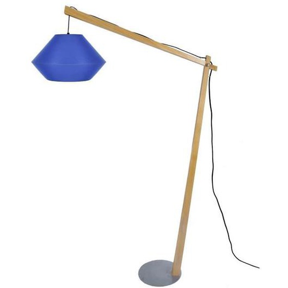 TOSEL Lampadaire 1 lumière - luminaire intérieur - tissu  bleu - Style inspiration nordique - H165cm L35cm P110cm