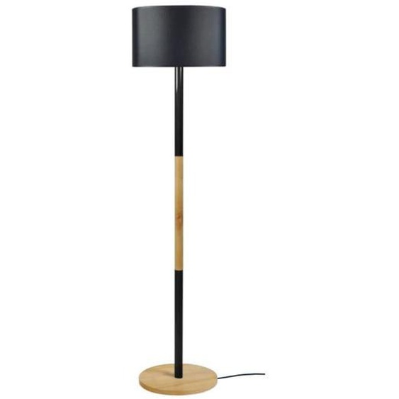 TOSEL Lampadaire 1 lumière - luminaire intérieur - tissu  noir - Style inspiration nordique - H155cm L35cm P35cm
