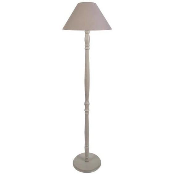 TOSEL Lampadaire 1 lumière - luminaire intérieur - tissu  taupe - Style charme - H150cm L45cm P45cm