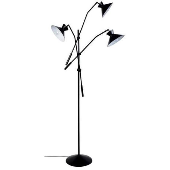 TOSEL Lampadaire 3 lumière - luminaire intérieur - acier noir - Style vintage - H190cm L90cm P90cm