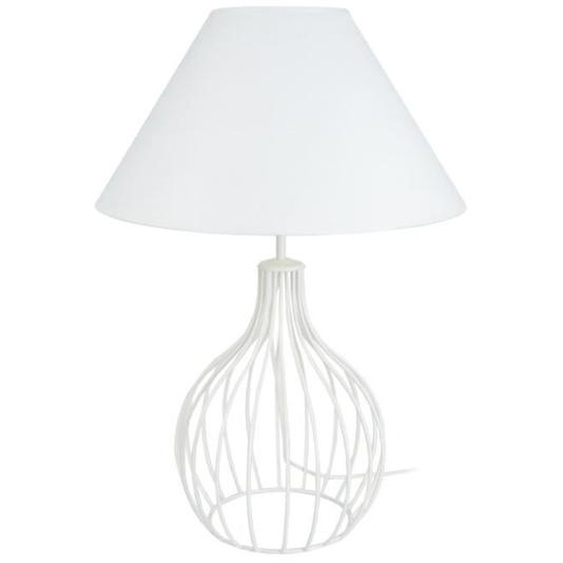 TOSEL Lampe à poser 1 lumière - luminaire intérieur - tissu  blanc - Style industriel - H44cm L45cm P45cm