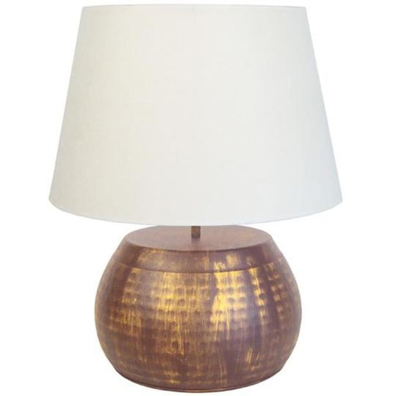 TOSEL Lampe à poser 1 lumière - luminaire intérieur - tissu blanc - Style vintage - H47cm L40cm P40cm