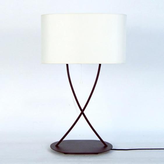 TOSEL Lampe à poser 1 lumière - luminaire intérieur - tissu  écru - Style bohème - H65cm L40cm P20cm