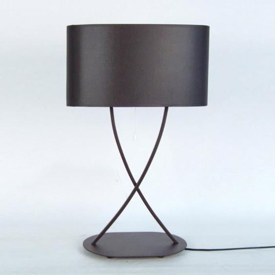 Lampe à poser - TOSEL - ELÉGANCE - Tissu marron - Style bohème - H65cm L40cm P20cm