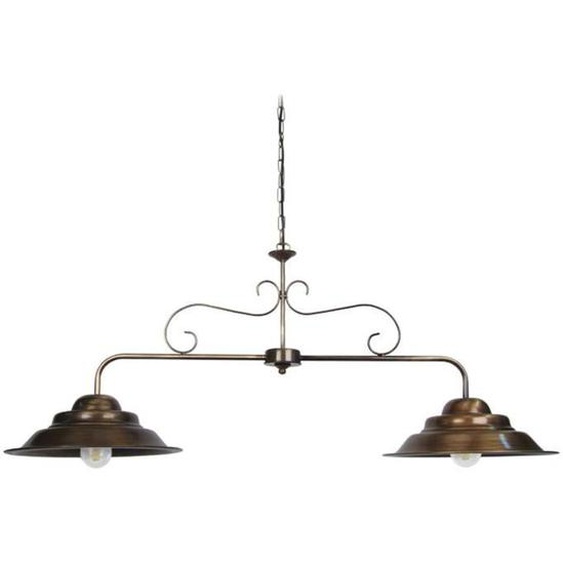 TOSEL Lustre 2 lumières - luminaire intérieur - acier or - Style ancien et rustique - H80cm L56cm P56cm