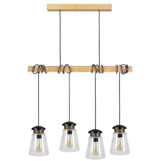TOSEL Lustre 4 lumières - luminaire intérieur - verre transparent - Style inspiration nordique - H180cm L80cm P15,5cm