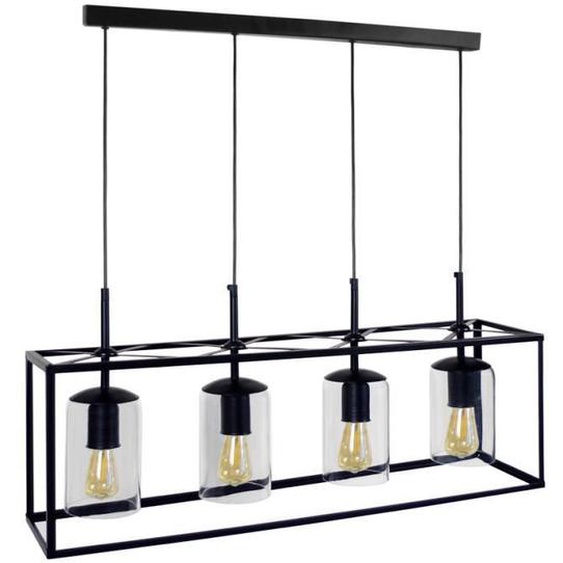 TOSEL Lustre 4 lumières - luminaire intérieur - verre transparent - Style vintage - H90cm L72cm P18cm