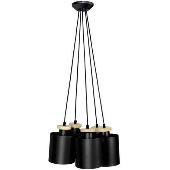 TOSEL Lustre 5 lumières - luminaire intérieur - acier noir - Style inspiration nordique - H90cm L45cm P45cm