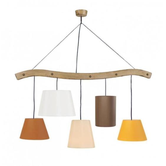 TOSEL Lustre 5 lumières - luminaire intérieur - tissu multicolore - Style ancien et rustique - H115cm L93cm P30cm