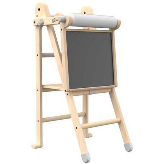Tour Dapprentissage Pliable Avec Tableau Montessori Bois Fsc® Marron - Blanc