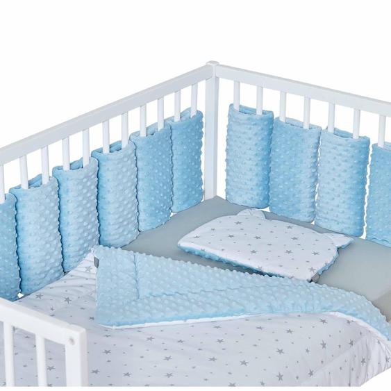 Tour De Lit Modulable 10 Pièces Extra Doux Minky Bleu