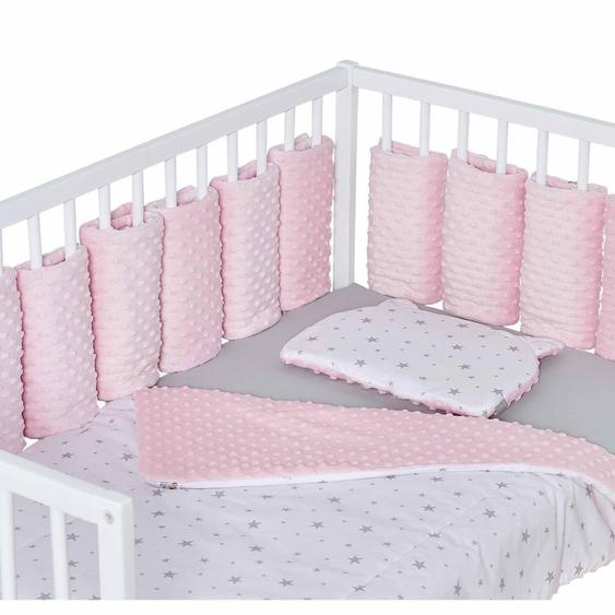 Tour De Lit Modulable 10 Pièces Extra Doux Minky Rose
