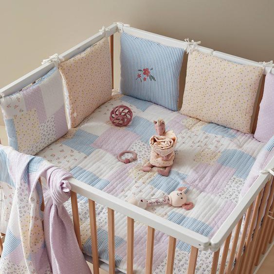 Tour de lit / Tour de parc modulable en gaze de coton COTTAGE multicolore