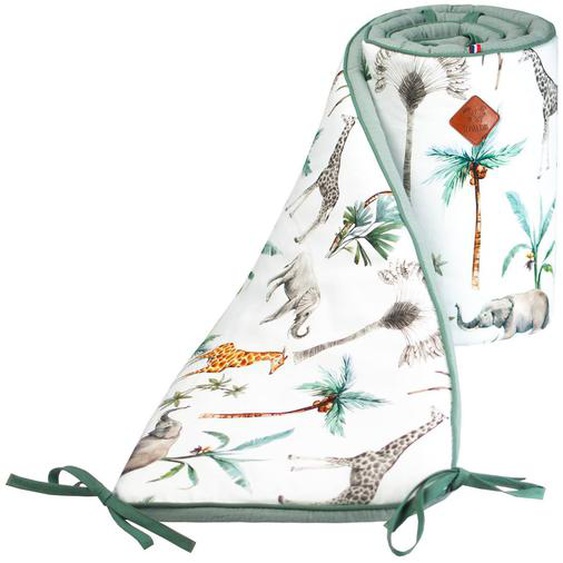 Tour De Lit Universel En Gaze De Coton Safari Safari, Vert, Gris, Blanc