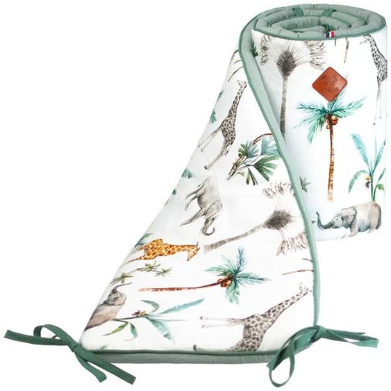 Tour De Lit Universel En Gaze De Coton Safari Safari, Vert, Gris, Blanc