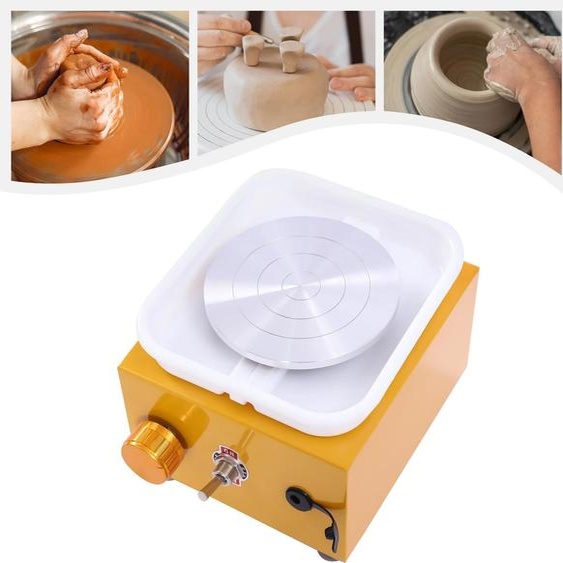 Tour de potier électrique, 2000 tours/min, bac de récupération ABS amovible, 24 W, jaune