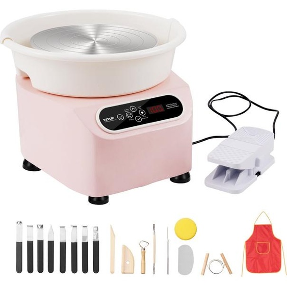 Tour de potier Roue céramique Machine Pédale Écran tactile 350W 28cm Rose