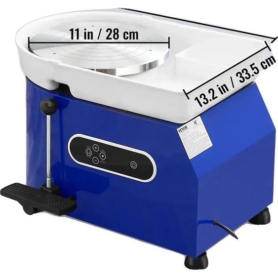 Tour de potier, vitesse réglable, outils de sculpture complets, 450W 8kg bleu