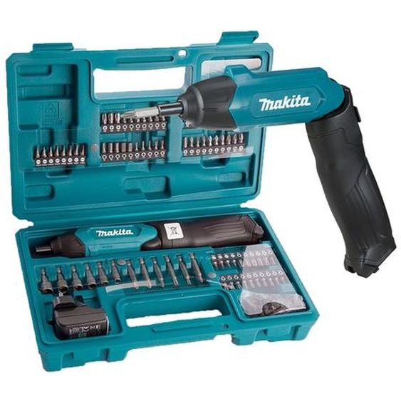 Tournevis 3,6V à batterie intégrée 4,5Nm + chargeur + kit daccessoires + coffret plastique - MAKITA - DF001DW
