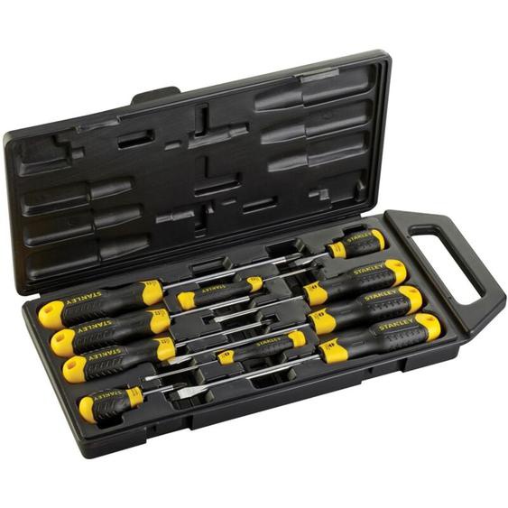 Tournevis Cushion Grip - Embout Magnétique - Lame en Acier Trempé - Jeu de 10 Pièces - STANLEY, 2-65-005