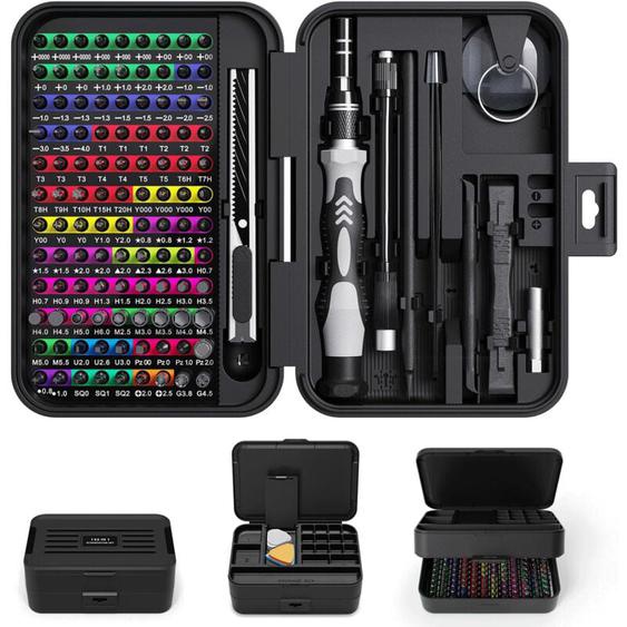 Tournevis de Précision, Ultrixe 132Pcs Kit Coffret tournevis de précision et embouts, Magnétique, Multifonction Bricolage Outillage, pour iphone,