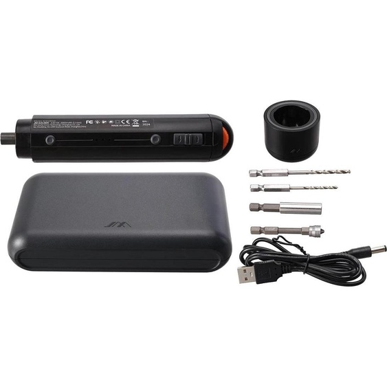 Tournevis électrique de précision - JM-G3136N - 3,6 V, batterie Li-Ion rechargeable - Couple de 4 Nm - Pointe magnétique - Éclairage LED - Noir