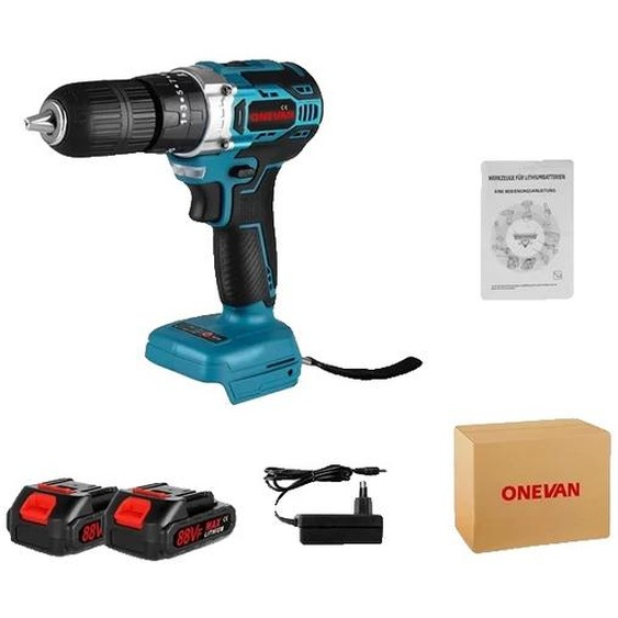 Tournevis électrique Perceuse, Moteur sans balais, Sans fil, 2 batteries EU Plug