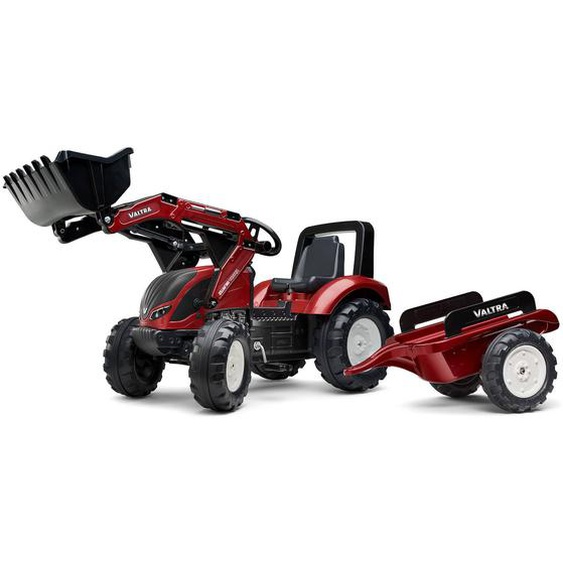 Tractopelle À Pédales Avec Remorque Rouge Nacré