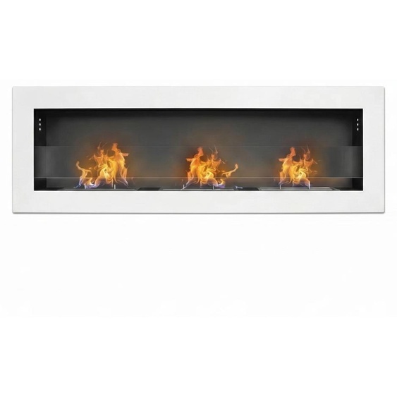 Traiano - Cheminée à bioéthanol encastrable 120 × H40 cm,cheminée blanche