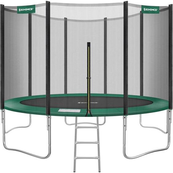 Trampoline extérieur, diamètre 427cm, tüv Rheinland gs Certifica, Équipement jardin, avec Échelle, Filet de protection, Poteaux recouverts, Noir et