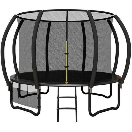 Trampoline Sport saut à lélastique ceinture de sécurité filet de rangement extérieur jardin taille 244cm trampoline noir Devoko
