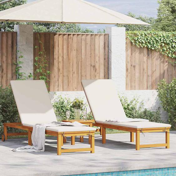 Transat 2 pcs Marron 202 x 53 x 89 cm Bois dAcacia Massif